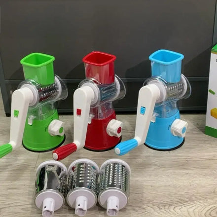 Wholesale Multi-Function Manual Rotary Cheese Slicer Potato Chopper Onion Grater Stainless Steel Kitchen Mandoline Boxed PP