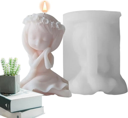 3D Flower Fairy Plaster Doll Silicone Mold for DIY Beauty Maiden Aroma Candle Gypsum Mold Drip Gel Ornament Mold Home Decoration