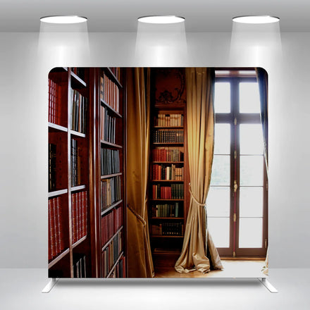 Classical Bookcase 8x8ft 10x8ft 10x10ft 20x8ft Birthday Straight Pillow Case Photo Booth Backdrop Cover