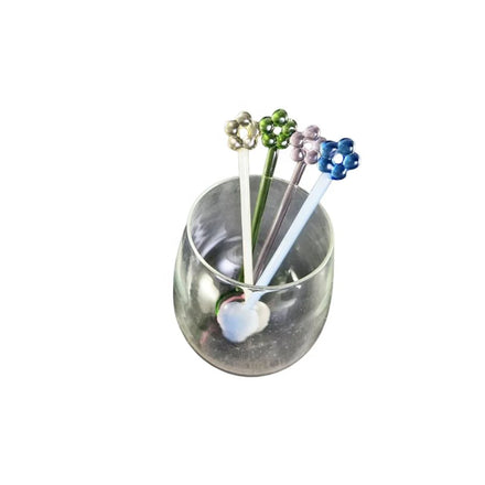 Wholesale Handmade Eco-Friendly Borosilicate Glass Classic Style Floral Shaped Lampwork Spoons for Party Use Flatware Sets
