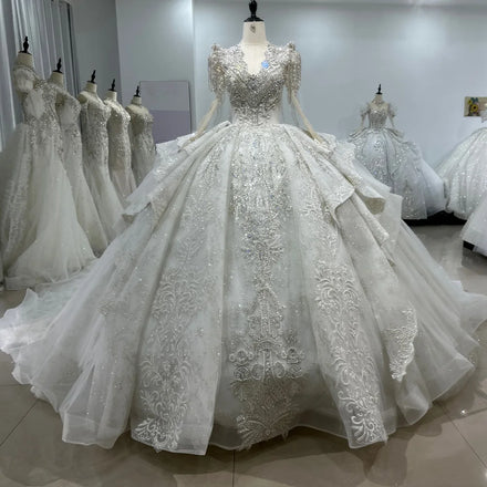 Jancember XS095 Beautiful Tassel V-neck Ball Gown Wedding Dresses With Shawl