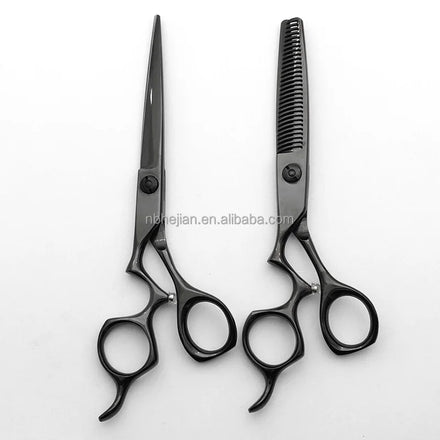 Black Stainless Steel Beauty Hair Scissors Set 6 Inch Left-Handed Professional Salon Barbers Shears