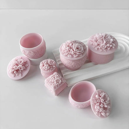 Flower Storage Jar Mould Jewelry Organizer Silicone Mold Concrete Plaster Storage Box Molds for Organizing Enthusiasts