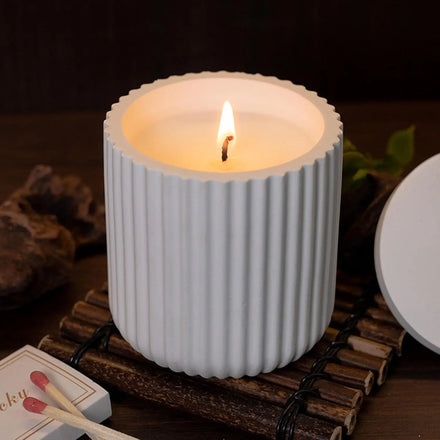 Elegant Embossed Plaster Cup Aromatherapy Candle 5.2oz Home Fragrance Candle BlackBerry Rose Sunken Scent Botanical Soy Candle