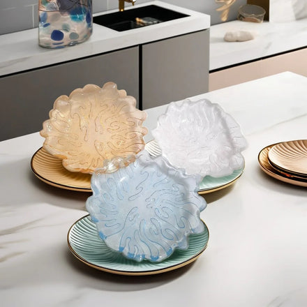 Chien Keng Artisan Eco-friendly Kiln-Fired Glass Plate Dish Multi-purpose Classic Round Tableware for Home Restaurant Hotel Bar