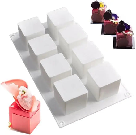 3D Square Cube Shape Silicone Mold French Dessert Cake Molds for Caramel Chocolate Brownie Pudding Mould Baking Accessories