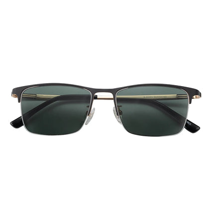 New Style Men's Half Rim Titanium Sunglasses Square Rectangle Gold Frame Polarized Luxury Light Weight Comfortable TAC Lenses