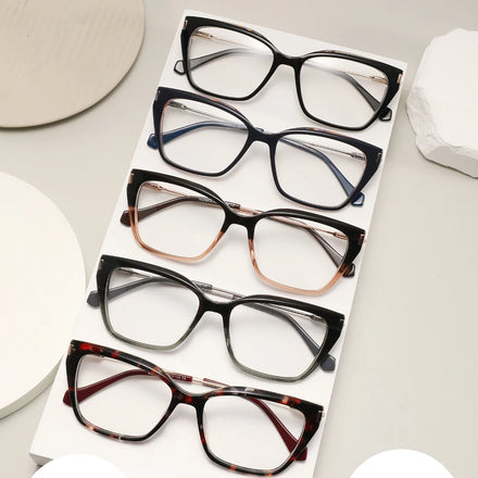 FEROCE Lamination Acetate Cat Eye Eyeglass Frames Optical Eyewear CE Certified Unisex Fashionable Solid Pattern Customizable