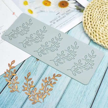 Silicone Fondant Lace Mat  Sugar Craft Impression Mold Edible Cake Molecular Cuisine Decorating 5 Holes Branch and Leaf