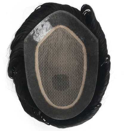 Silk Top Base PU Skin Around Natural Human Hair Hidden Knots Base Men Toupee Hair Piece With Ready for Delivery