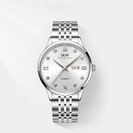 For Swiss Luxury Brand I&W Carnival Men's Stainless Steel Automatic Mechanical Sapphire Diamond Watch Dual Calendar Movement Imp