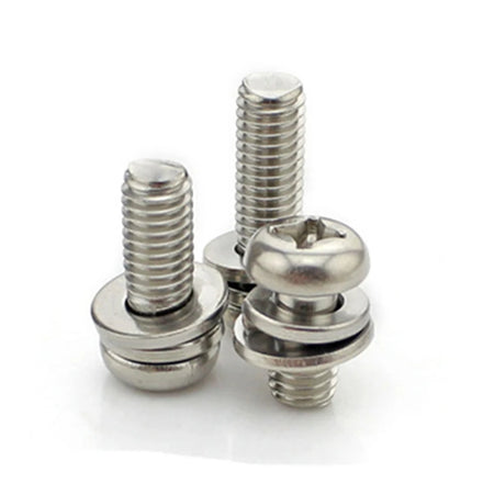 Sems Screw Steel Pan Head Phillips Drive Zinc Plated Combination Screw with Spring and Flat Washer Pan Head Electronics Screw