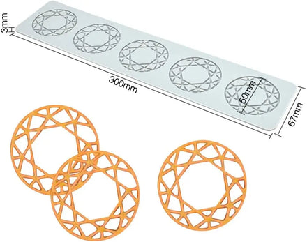 Silicone Fondant Lace Mat Sugar Craft Impression Mold Edible Cake Molecular Cuisine Decorating 5 Holes Geometric Torus