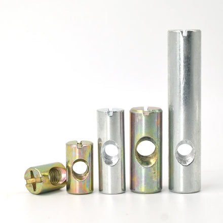 Attachment Nuts Barrel Nut Carbon Steel Yellow Zinc Plated Cylinder M2 M3 M4 M5 M6 Slotted/Cross Dowel Barrel Bolts for Bed