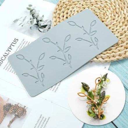 3 Holes Branche and Leaf Silicone Fondant Lace Mat Sugar Craft Impression Mold Edible Cake Molecular Cuisine Decorating