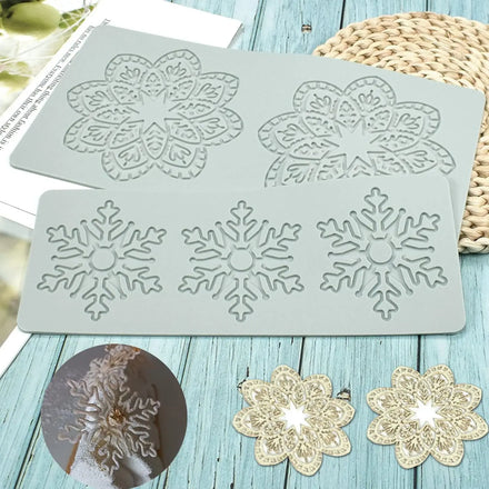 3D Snow Flower Hollow Candy Silicone Mold Lace Pattern Sugar Craft Cake Decoration Baking Gummy for Cakes Chocolate Cupcake Top