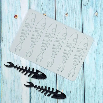 OEM 5 Holes Funny Fish Bone Shape Lace Silicone Mold Chocolate Candy Food Cooking Meals Decorations Fondant Mold