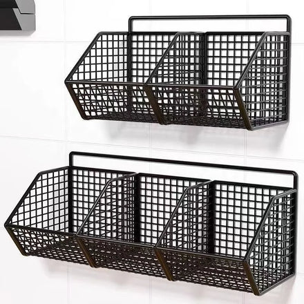 Modern Durable Wall-Mounted Metal Wire Organizer Kitchen Storage Basket for Spices Vegetables Beverages Home Bathroom