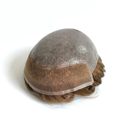 Swiss Lace Front Thin PU Skin Base Natural Human Hair BIO Style Men Hair System Toupee