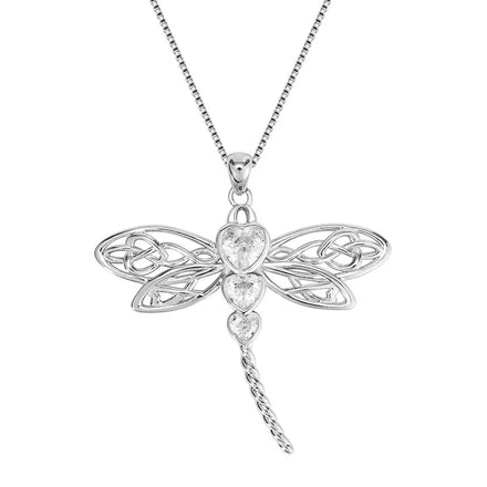 Fashion 925 Sterling Silver Celtic Dragonfly Infinity Pendant Necklace Exquisite Women's Jewelry Gift Wholesale