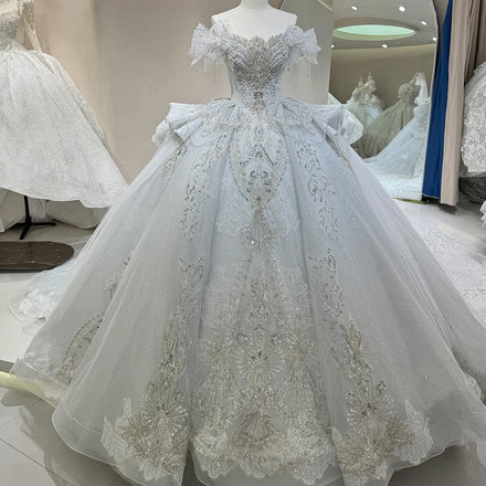 Jancember DW0025 Vintage Off Shoulder Empire Ball Gown Tassel Women's Wedding Dresses