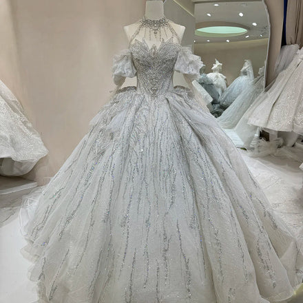 Jancember DW0033 Exquisite Halter Empire Bridal Ball Gown Women's Wedding Party Dresses