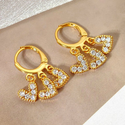 Wholesale 18K Gold Plated Heart Hoop Earrings for Foxi Fashion Dangle Aretes for Girls Trendy Brass Jewelry for Gifts