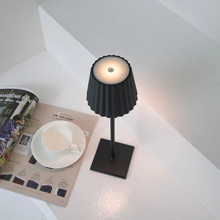 JAIYI USB Rechargeable Battery LED Desk Lamp Touch Control 3-Level Dimmable Iron Shade 3000K-6000K Color Temp Modern Design