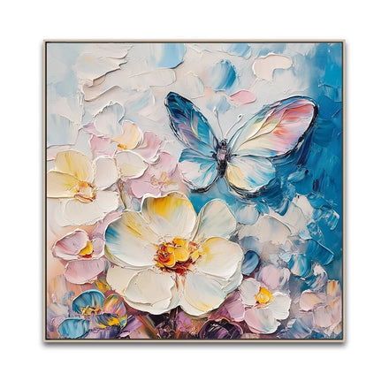 Custom Modern Hot Selling Oil Paintings Butterfly Backside Hand-painted Brush Flowers Canvas Art Prints for Art Projects