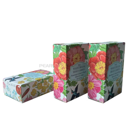Bar Soap Packaging Box in Gold Stamped Trio Gift Box with Ribbon Handle for Soap Gift Packaging