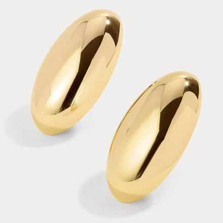 Wholesale Anti Tarnish Waterproof 18K Gold Plated PVD Stainless Steel High Polished Oval Stud Earrings for Women