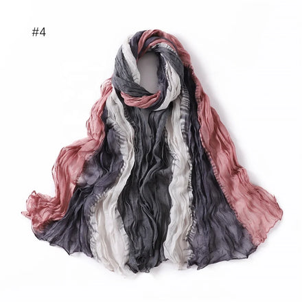 Newest Fashion Malaysia Muslim Elegant Floral Pleated Voile Scarf Long Premium Colorful Hijab Shawl for Women H392