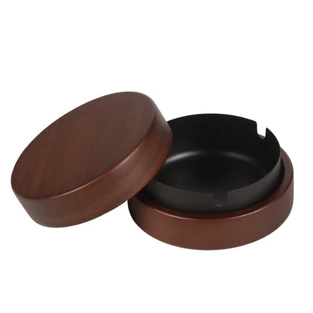 Futeng Wooden Ash Tray Windproof Retro Western Style Acacia Wood Cigar Ashtray for Cigarettes With Stainless Steel Liner