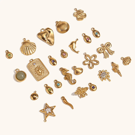 DIY Fashion Jewelry Accessories 14K Gold Plated Waterproof Stainless Steel Fashion Pendants & Charms for Necklace Wholesale