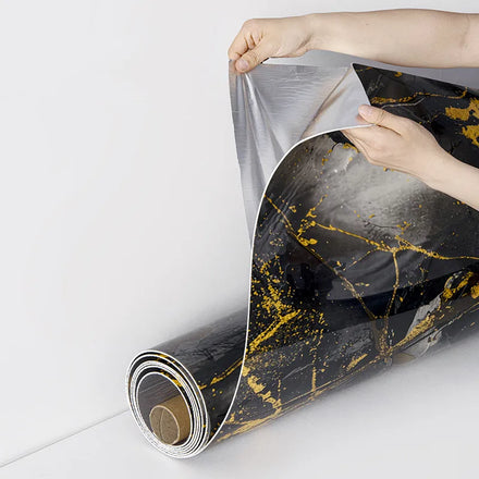 Hot Gilded Self-Adhesive Waterproof Thickened Marble Wallpaper Geometric Wall Sticker for TV Background Living Room Wall Panel