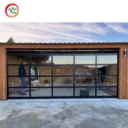 Modern 9x8 9x7 16x7 Aluminum Tempered Glass Panel Garage Door Folding/Automatic Open Style Competitive Plexiglass Door Price