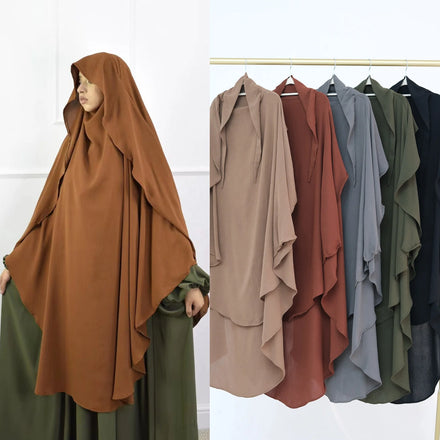 New Design Muslim Prayer Khimar Jilbabs Hijab Solid Color Premium Crepe Fabric Hijabs Khimars for Women H403