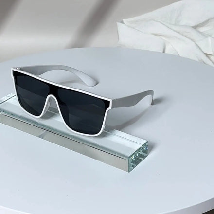 2024 Custom Designer Classic One Piece Oversized Frame Mirror Shades New Fashion Luxury White UV400 Unisex Square Sunglasses