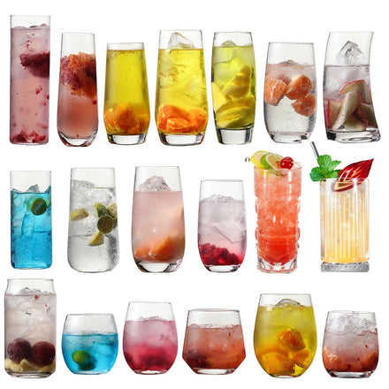 Modern Classic Juice Tumbler Glassware Set Crystal Clear Tall Highball Drinking Water Glass Cup for Bar Party Hotel