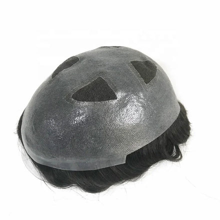 Christmas Vacation MIC Style Lace 100% Natural Human Hair Men Hair Replacement Toupee