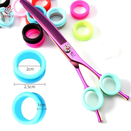 Fenice Muti-color Super Soft Pet Scissors Silicone Ring Anti-slip Finger Pad for Pet Groomer