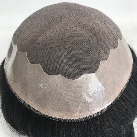 Natural Hairline Durable Fine Mono Lace Body Wave Indian Human Hair Men Toupee