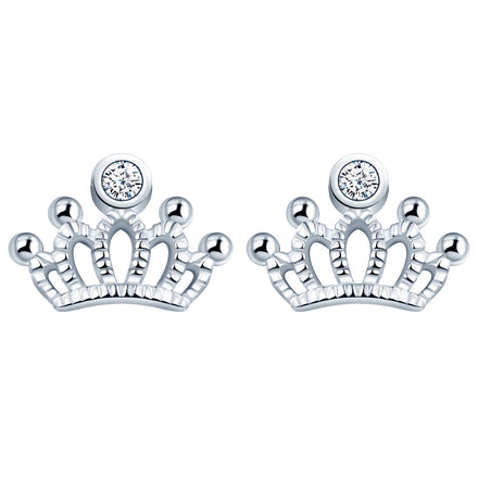 Jewelry Delicate Fashion S925 Sterling Silver Zirconia Crown Stud Earrings Cheap Earrings Wholesale