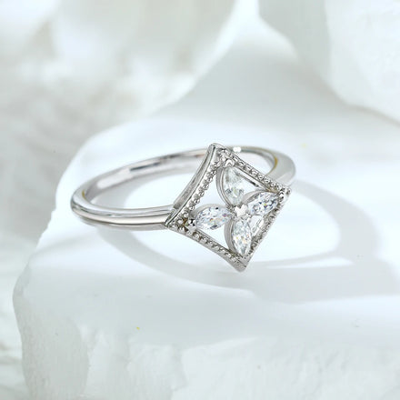 14k Gold White Gold Plated Marquise Zircon 925 Sterling Silver Women's Natural Diamond Engagement Ring with Prong Setting CZ