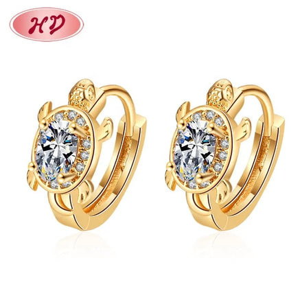 Hengdian Wholesale Factory Fashion Gold Plated Jewelry Price Cz Bijouterie Cubic Zirconia Hoop Huuies Earrings Women