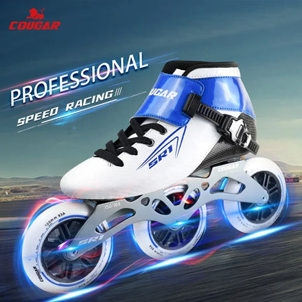 Cougar Skates PU Wheels Beginner Racing Carbon Fiber Inline Speed Skates for Kids Men Women New Skater