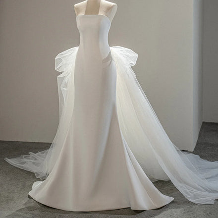 Jancember SFY218 Exclusive Satin Strapless Mermaid Wedding Dresses With Train
