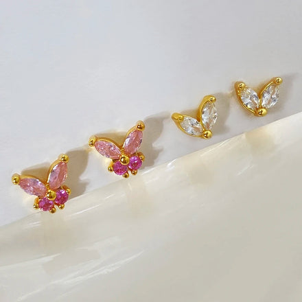 Foxi in Stock Thailand Trendy Brass Custom Stone Color Jewelry 18K Gold Plated Dainty Fashion Earrings for Girls