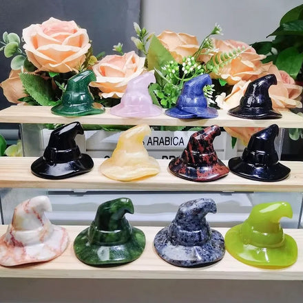 Huiying Wholesale Mini Natural Crystal Mix Material Wizard Ghost Hat for Decoration