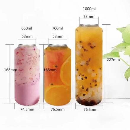8oz 11oz 12oz 16oz PET Plastic Jar with Aluminium Lid Leak-Proof Soft Drink Packaging Pop Energy Beverages Drinks